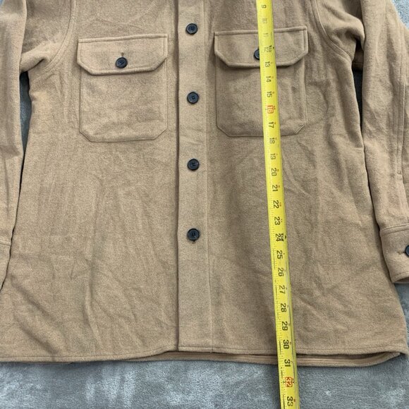 AllSaints Shirt Jacket Mens Medium/Large Loki Wool Blend Button Up Shacket Brown - Picture 2 of 10